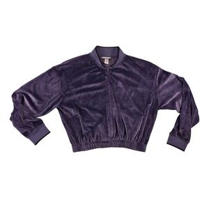 Victoria's Secret Purple Zip Up Long Sleeve Jacket Coat Standing Neck Sz M EUC